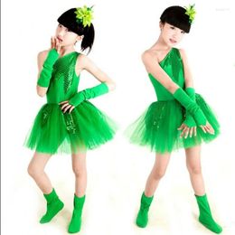 Stage Wear Halloween Children's Christmas Performance Costumes Child Leaf Festival Tree Reen Princess Tutu Dress Modern Dance