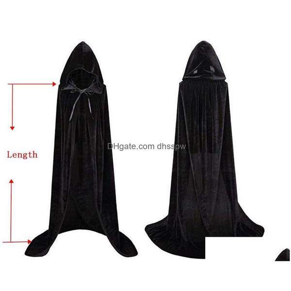 Stage Wear Halloween Cloaks Gótico Com Capuz Manto Adt Capes Robe Mulheres Homens Vampiros Grim Reaper Party Drop Delivery