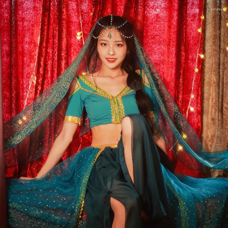 Sahne Giyim Cadılar Bayramı Kostüm Kadın Dans Bollywood Set Prenses Fantezi Kıyafetleri Parti Cosplay Festival Üst Pantolon