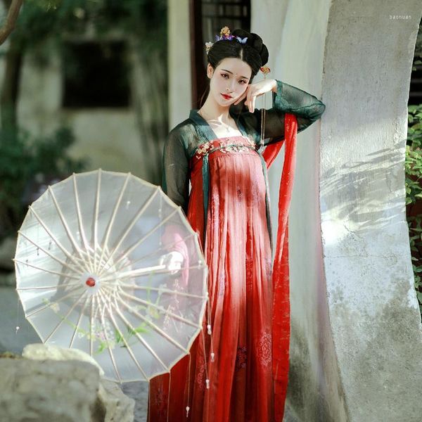 Wear sur scène Hanfu Chine Costume de princesse fée ancienne Femmes Chinois Habille traditionnelle Femme Tang Suit Folk Sl1255