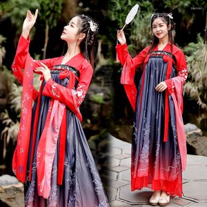 Stage Draag Hanfu Chinese stijl Ancient Costume Women Traditional Folk Dance Performance kleding Retro zangers Princess Fairy Dress