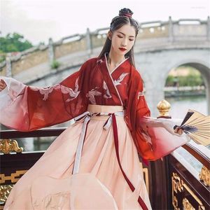 Vêtements de scène Hanfu Style chinois femmes robe de danse traditionnelle femme fée Cosplay Costume rouge Halloween vêtements