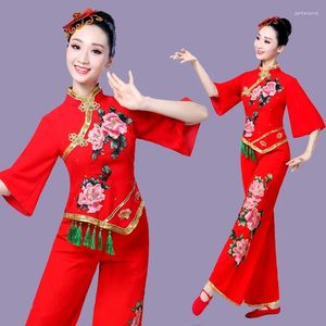 Stage Wear Hanfu Style Yangko Performance Square Dance Costume Fan Parapluie Traditionnel Chinois