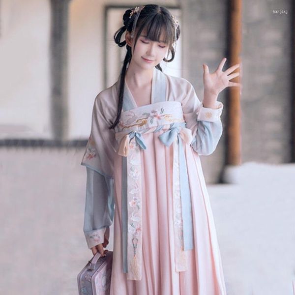 Vêtements de scène Hanfu femmes Costume de danse nationale chinoise broderie pour chanteurs vêtements de Performance orientale tenue folklorique DC1831