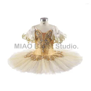 Portez des tules durs tutu en toile jaune foncé tutu pour femmes concours de crêpe classique costume filles 0324