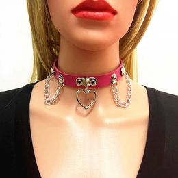 Stadiumkleding Hart Hangende Choker Ketting Trendy Punk Lederen Kraag Gotische Nekketting Steampunk Partij Sieraden Gift Sleutelbeenketting