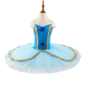 Stage Wear haut de gamme pré-professionnel taille personnalisée couleur Performance danse enfants filles 7 couches bleu beau Ballet Tutu