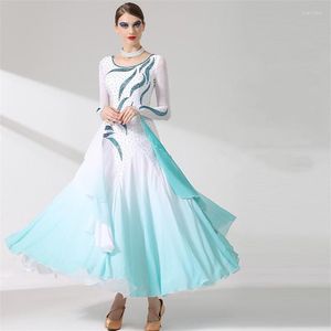 Portez des femmes de haute qualité Competition pourdies Performance Lake Green Exquis International Standard Ballroom Dance Robes