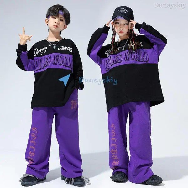 Vêtements de scène Hip Hop Vêtements pour garçons Filles Street Dance Lâche Manches longues Tops Pantalons Enfants Jazz Performance Costume Costumes de mode