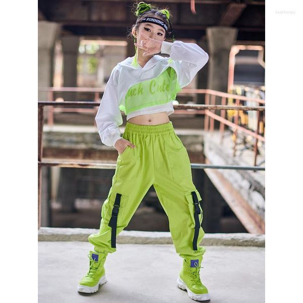 Vêtements de scène Costume Hip Hop pour filles tenues de Jazz vêtements de danse de rue enfants gilet hauts courts pantalons vêtements de danse Rave