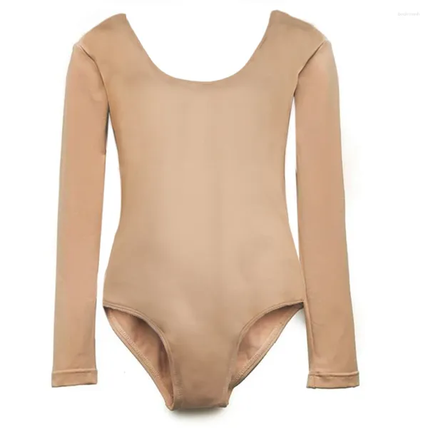 Stage Wear Ice Figure Patinage Tops Filles Enfants Nude Couleur Ski Roller Chemises intérieures pour la pratique de l'entraînement