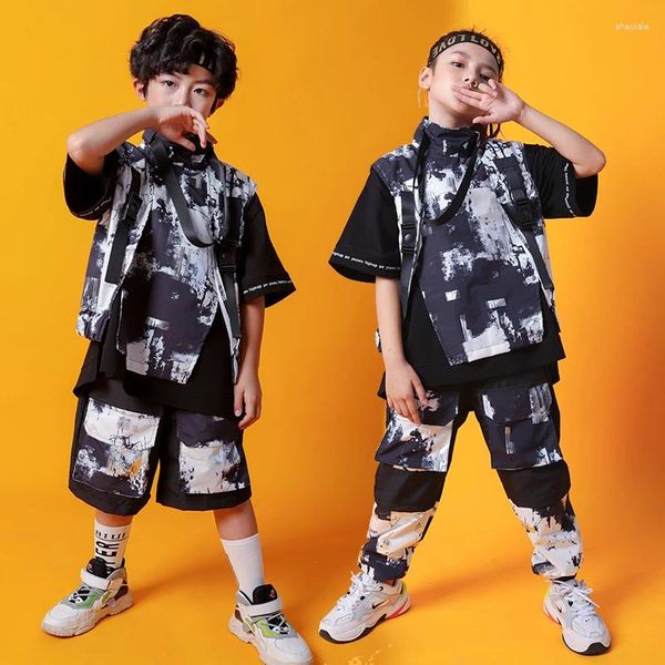 Stage Wear Costumes de danse Jazz pour enfants Tie Dye Kpop Vêtements Filles Garçons Salle de bal Hip Hop Performance Festival Costumes DQS5348