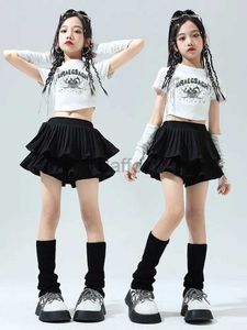 Scary Wear Jazz Dance Costume Girls Tops Jirt Kids Dance Dance Performance Performance Clothes Tide Children Street Dance Hip Hop Cool D240425