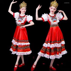 Vêtements de scène JUSTSAIYAN élégant Costume de danse traditionnelle russe robe robes de princesse européenne vêtements de Performance de mongolie