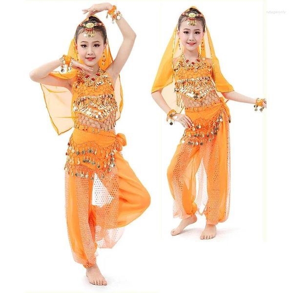 Stage Wear Justsaiyan Enfants Costumes de danse du ventre Set Fille orientale Egypte Égyptien Bollywood Vêtements de danse