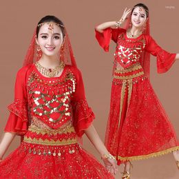 Stage Wear JUSTSAIYAN Set Chiffon Bollywood Jurk Kostuum Vrouwen Dans Sari Buik Outfit Prestaties Kleding Hoge Kwaliteit