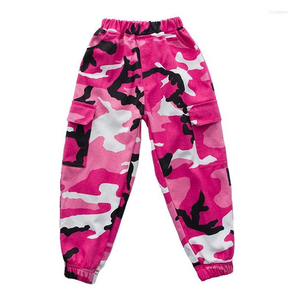Stage Wear Kid Cool Hip Hop Vêtements Streetwear Rose Camouflage Militaire Tactique Cargo Pantalon Pantalon Pour Fille Garçon Costume De Danse Vêtements