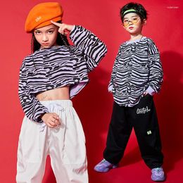 Stadiumkleding Hiphopkleding voor kinderen Luipaardprint Crop Top Sweatshirt met lange mouwen Streetwearbroek voor meisjes Jongens Jazzdanskostuumkleding