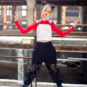 Stage Wear Kid Hip Hop Clothing Sweatshirt Top Streetwear Tactical Cargo Pants Outfits voor Girls Jazz Dance -kostuum Rave kleding DN11700