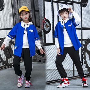 Stage Wear Kid Hip Hop Costume De Danse Hoodies Veste Vêtements Pour Filles Garçons Chemise Lâche Pantalon Jazz Ballroom Danse Vêtements Rue