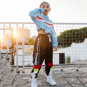 Stage Wear Kid Hip Hop Dance Kostuum Jas met lange mouwen Zwarte broek Straatkleding voor jongen Meisje Jazz Outfits Prestaties