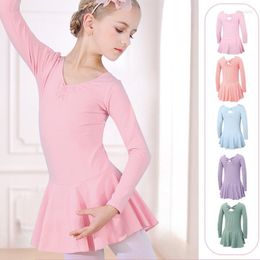 Stage Wear Enfants Automne Coton Justaucorps Ballet Rythmique Gymnastique Robe À Manches Longues Danse Tutu Dancewear Ballerine Vêtements Pour Les Filles