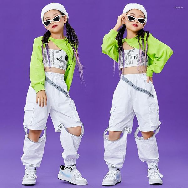 Ropa de escenario para niños, ropa de baile de Hip Hop para niños, Tops para niñas, pantalones casuales, ropa de actuación de Jazz, traje de espectáculo de pasarela Rave DNV15481