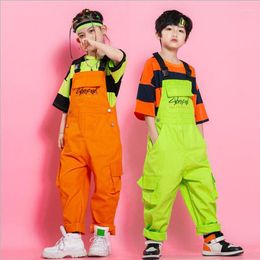 Vêtements de scène enfants Cool salle de bal Hip Hop tenues de danse t-shirt à rayures combinaison pour filles garçons salopette Costumes de danse Jazz