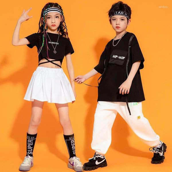 Escenario desgaste niños moda baile ropa hip hop falda para niñas niños ropa de baile baile callejero salón de baile trajes de jazz camiseta pantalones trajes