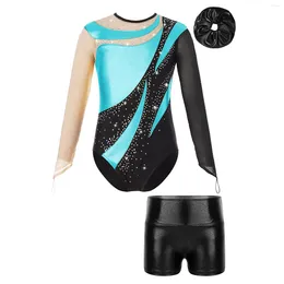 Stage Wear Enfants Fille À Manches Longues Rythmique Gymnastique Combinaison Dancewear Ballet Danse Justaucorps Brillant Costume De Patinage Artistique Yoga Body