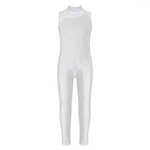 Stage Wear Enfants Fille Sans Manches Diamant Ballet Danse Gymnastique Justaucorps Complet Combinaison Unisexe One Piece Unitard Body Danse Patinage