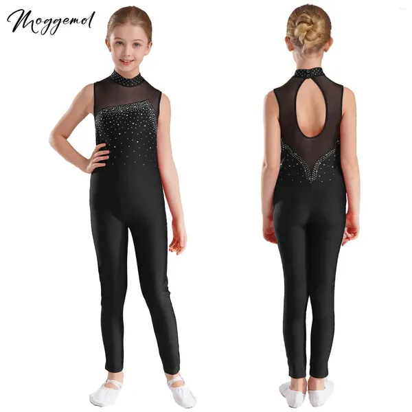 Portez des enfants girls ballet danse justaucorps body plats de bodys entier sans manches gymnastique de gymnastique de patinage de glace costumes de combinaison unitard