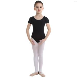 Stage Wear Enfants Filles Ballet Justaucorps Costume Ballerine Danse Body Manches Courtes Extensible Gym Dancewear