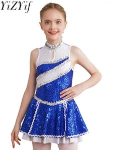 Portez des enfants girls cheerleading uniforme artistes patins de danse robe sans manche