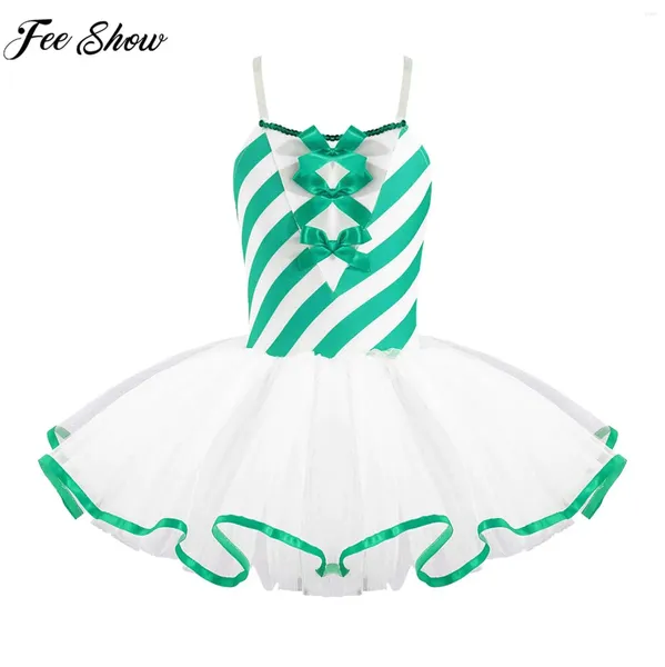 Escenario desgaste niños niñas traje de navidad ballet danza patinaje vestido sin mangas malla tutú tema fiesta carnaval cosplay rendimiento ropa