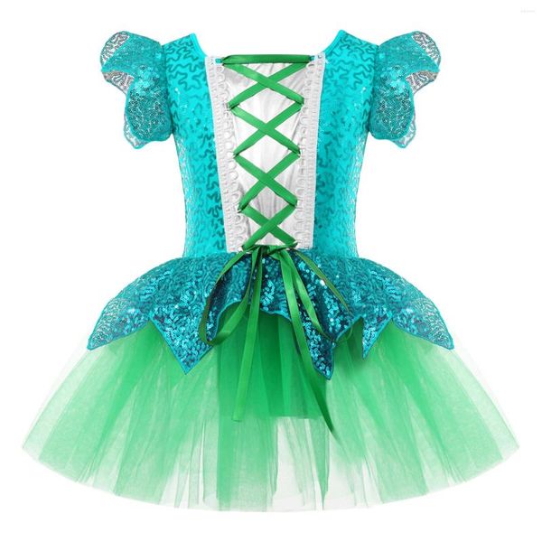 Etapa desgaste niños niñas traje de navidad lentejuelas brillantes tutú vestido de ballet con cordones body dance para fiestas de navidad rendimiento carnaval