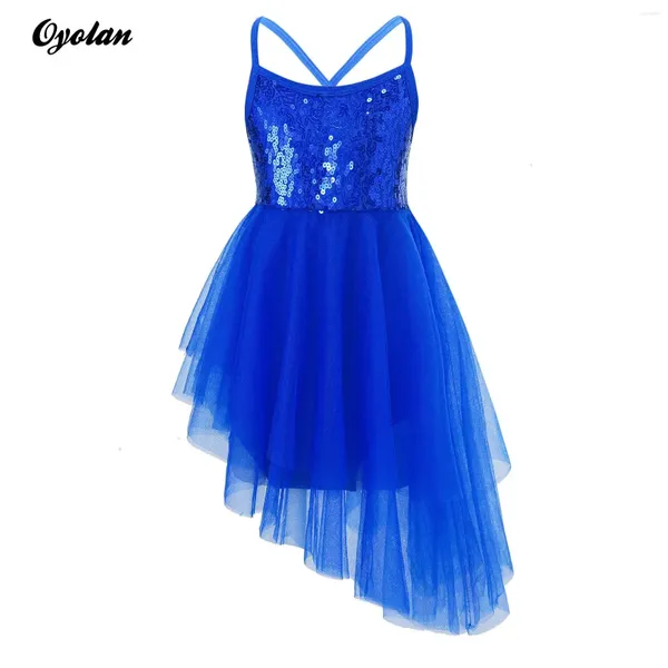 Stage Wear Kids Girls Gymnastics Leotard Ballet Jersey Lyrical Dance Tutu Falda Dress Sleeveless Sequins Ballerina Tulle Dancewear