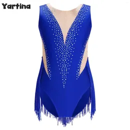 Stadiumkleding Kinderen Meisjes Jumpsuit Gymnastiek Badpak Voor Ballet Maillots Lyrisch Dansen Kunstschaatsen Kostuum Sheer Mesh Body Dancewear