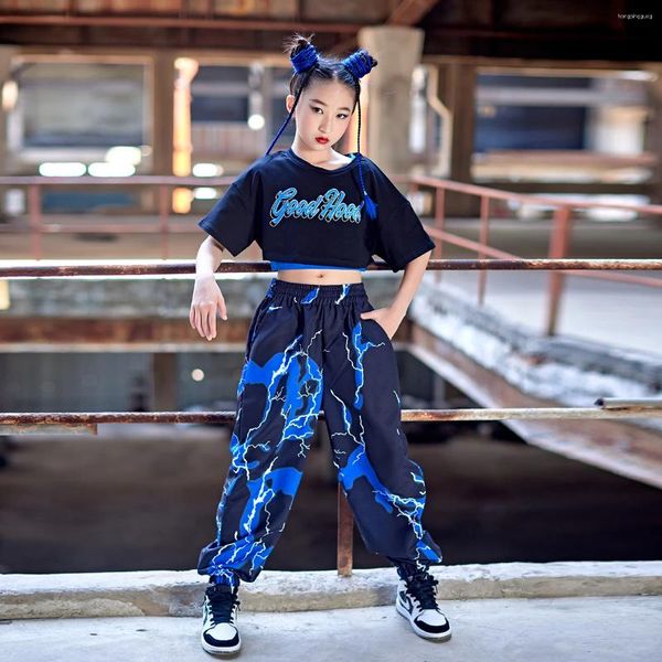 Etapa desgaste niños niñas conjuntos streetwear hip hop casual top pantalones niños chándal adolescentes disfraces desfile de moda ropa de baile DN11827