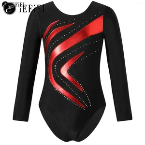 STATA Wear Niños Niñas brillantes Manga larga Gimnasia Ballet Ballet Dance Leotard Tumling Ice Skating Uniforme Bodysuit Top Sportswear