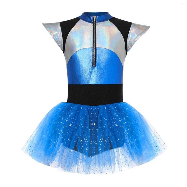 Etapa desgaste niños niñas tutu ballet vestido bailarina brillante malla tul gimnasia leotardo ropa de baile halloween alienígena cosplay traje