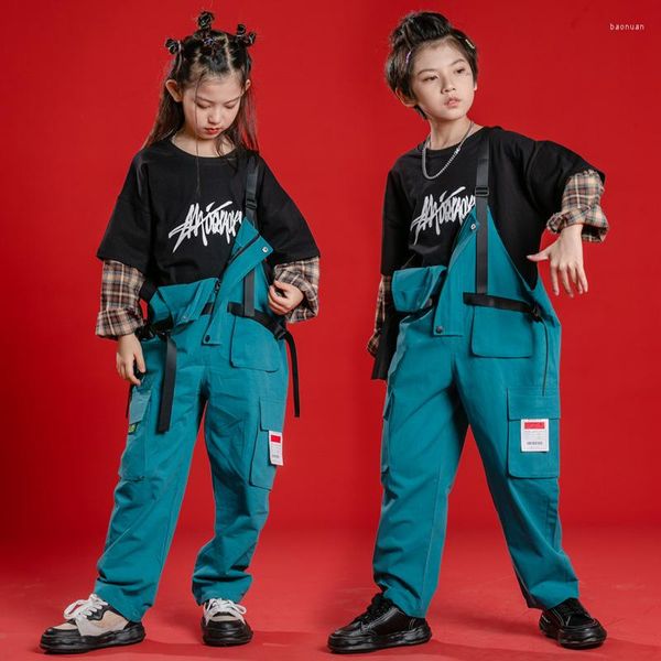 Stage Wear Enfants Hip Hop Baggy Salopette Garçons Filles Pantalon Cargo Salopette Joggers Enfants Combinaison Lâche Street Dance Romper Teen Streetwear