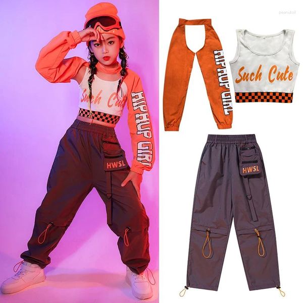 Stage Wear Enfants Hip Hop Vêtements pour filles Jazz Costume Crop Tops Cargo Pantalon Street Dance Performance Vêtements Modern Rave BL5888