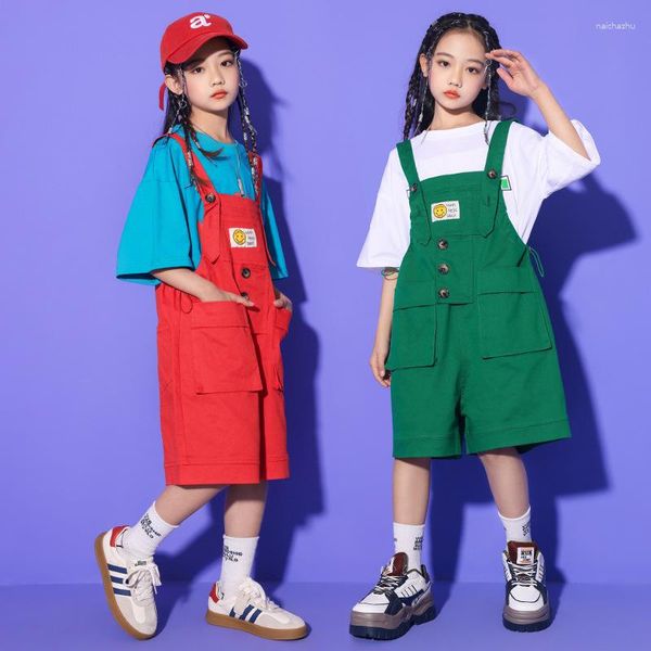 STAGE Wear Kids Hip Hop Vêtements Casual Letter Imprimer T-shirt Short Rompers Global Teen Streetwear Costume Girls Boys Jazz Dance 3-16Y