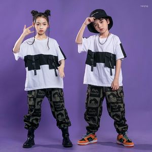 Ropa de escenario para niños, ropa de Hip Hop, camiseta de manga corta holgada, monos geniales, pantalones casuales, niñas, niños, salón de baile, traje de baile de Jazz, ropa