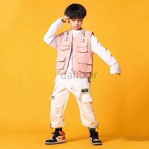 Stage Wear Kids Hip Hop Costumes Ballroom Wear voor meisjes jongens Dancewear Street Dance Wear Stage Dancing Dissing Jazz T -shirt Vest Jogger D240425