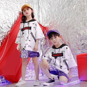 Stage Wear Kids Jazz Dance Kostuum Hoodie Sweatshirt Top Running Shorts Hip Hop Clothing Girls Boys Ballroom Drum Performance Kleding