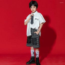 Stage Wear Kids Koreaanse Japanse school JK -uniform voor meisjes zeemanstijl shirt geplooide rok shorts tie kleding set student outfit pakken
