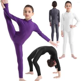 Stage Draag kinderen lange mouwen uit één stuk professioneel ballet gymnastiek tuidard dancewear kinderen meisjes sport bodysuit gym unitards kostuum