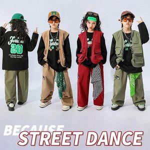 Vêtements de scène pour enfants, gilet ample, pantalons hip-hop, tenues pour filles et garçons, vêtements Rave de Performance Jazz, Costumes de danse Hip Hop pour enfants